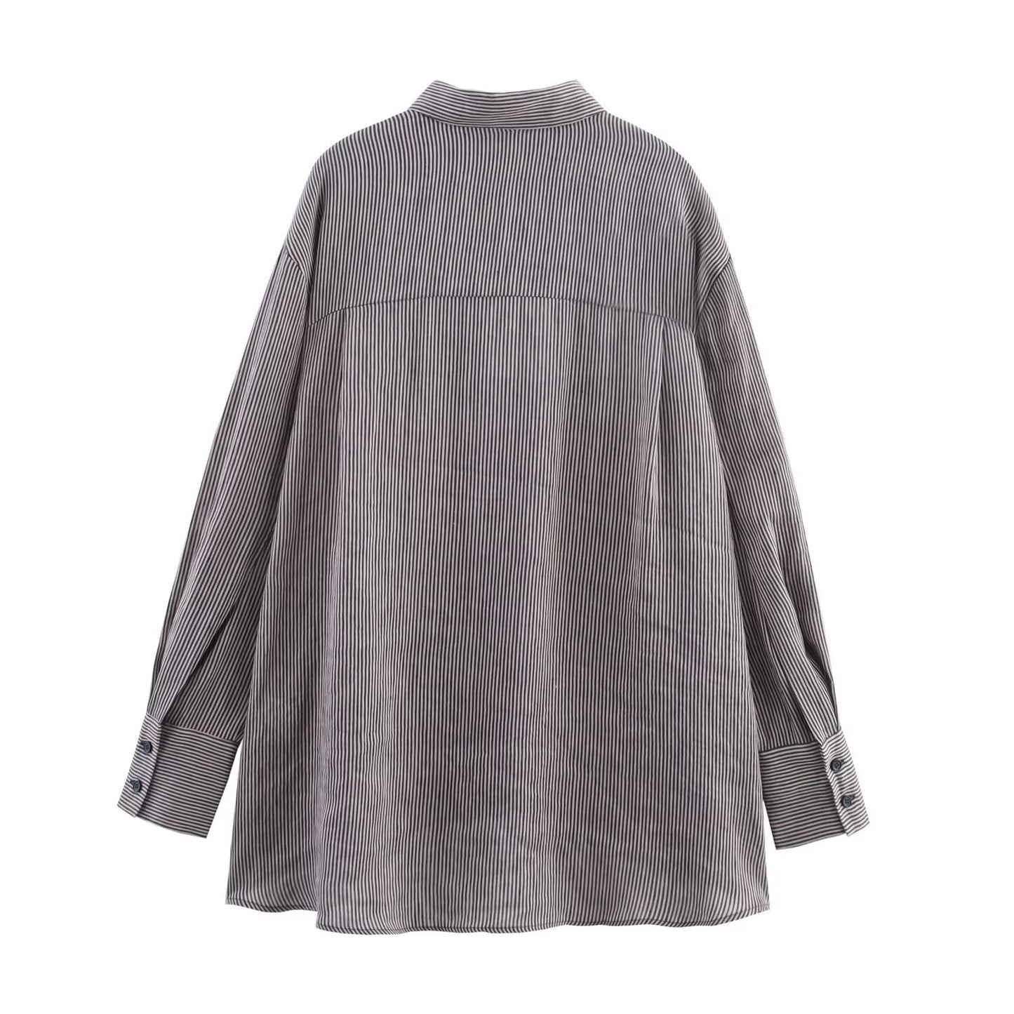 Long sleeved single breasted linen blend shirt for women