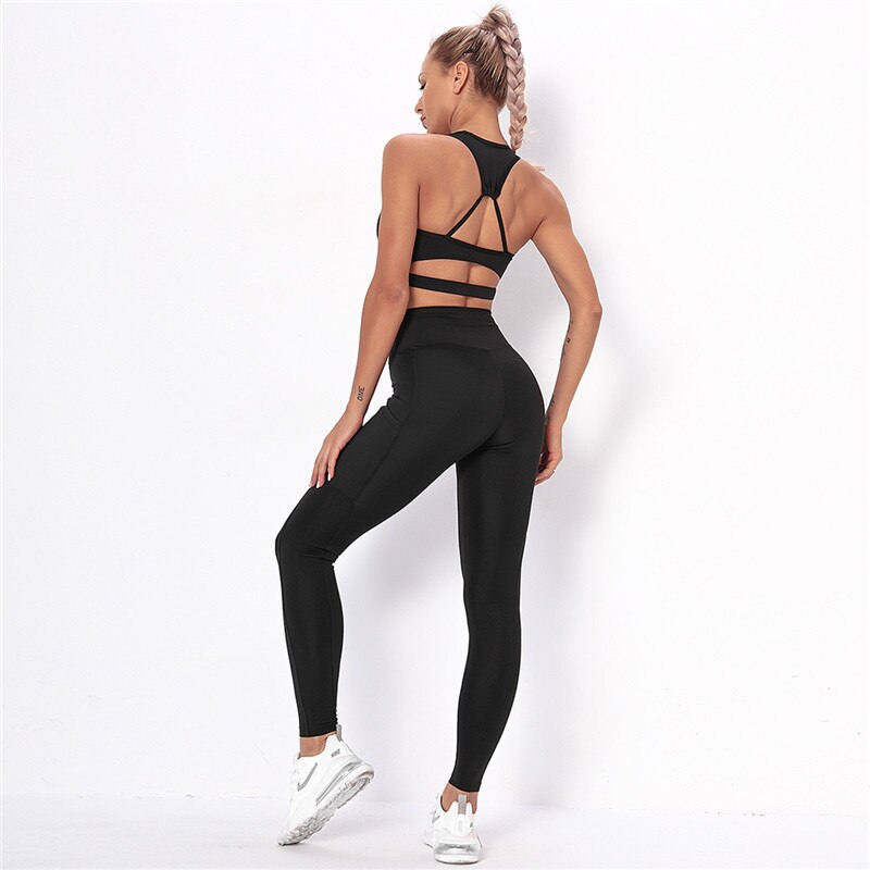 Women's Seamless Striped Activewear Set – Gym & Yoga Leggings Outfit