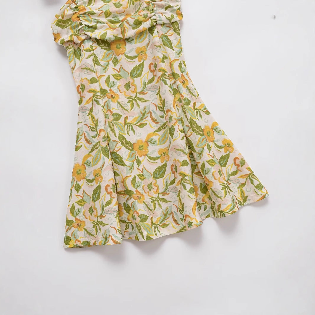 Women's Clothing Printed Linen Blend Short Dress