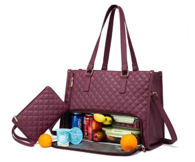 LOVEVOOK Lunch Tote Bag for Women, 15.6 Inch Laptop Bag with Insulated Lunch Compartment.