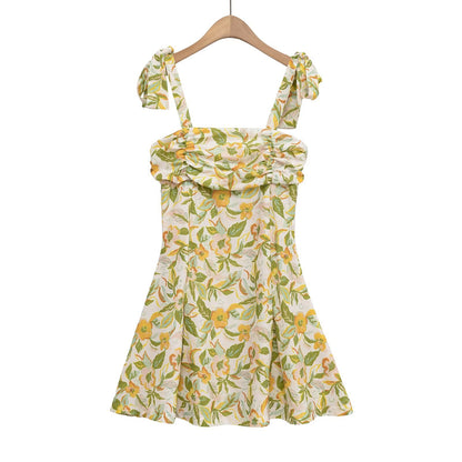 Women's Clothing Printed Linen Blend Short Dress