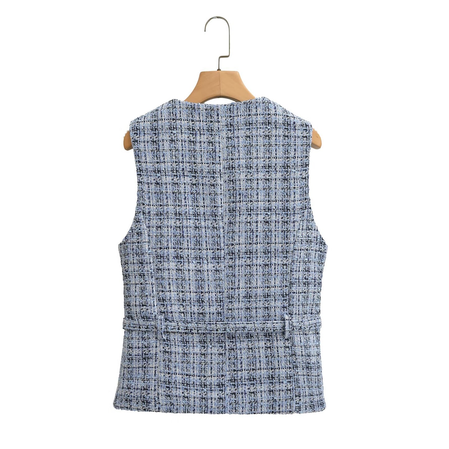 Summer women's clothing with waistband and textured vest