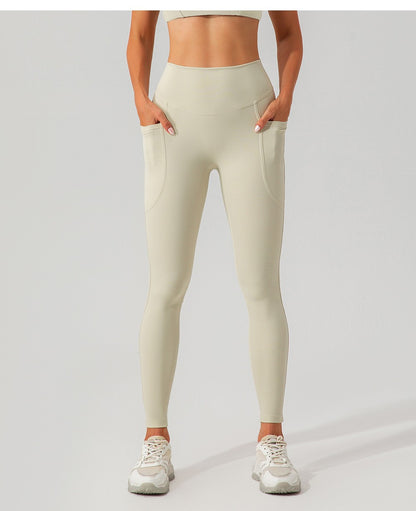 Women's Ribbed High-Waist Pocket Leggings – Tummy Control Yoga & Gym Pants