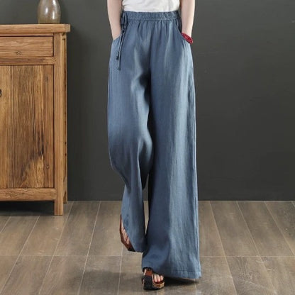 Women Summer Cotton Linen Pants Women Loose Cotton Casual Baggy Pants With Elastic Waist Wide Trousers