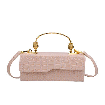 Handheld box women's bag fashionable retro small square bag, stylish crocodile pattern crossbody bag