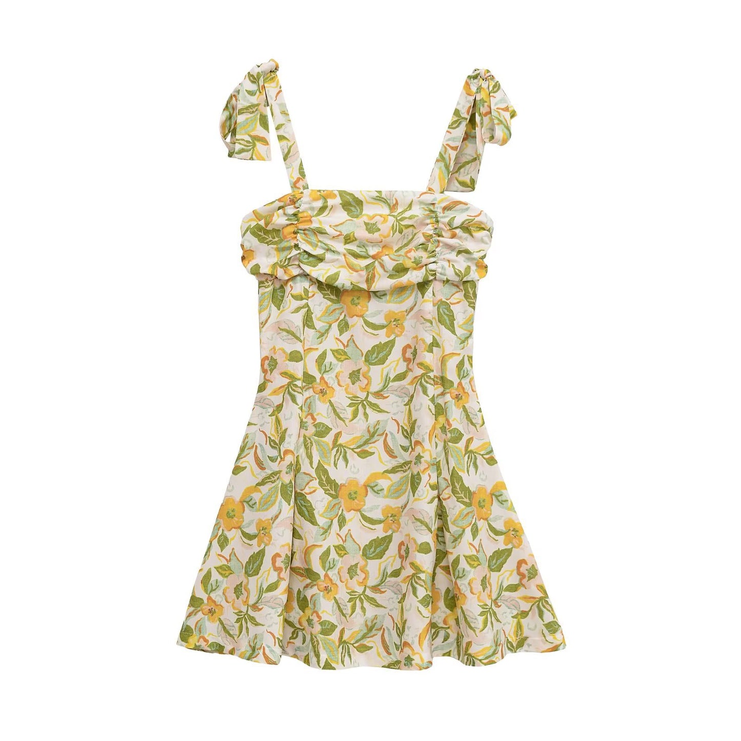 Women's Clothing Printed Linen Blend Short Dress