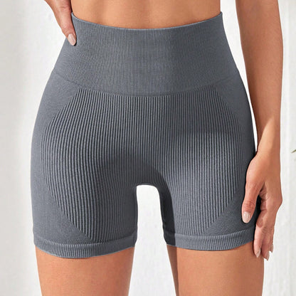 High-Elastic High-Waisted  Shorts for Women, Ribbed Lift-Butt Bottoming Leggings, Shaping Fitness Workout Pants