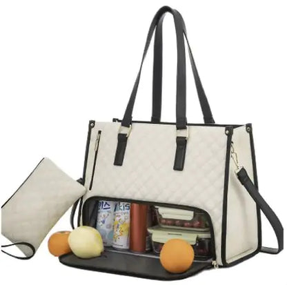 LOVEVOOK Lunch Tote Bag for Women, 15.6 Inch Laptop Bag with Insulated Lunch Compartment.