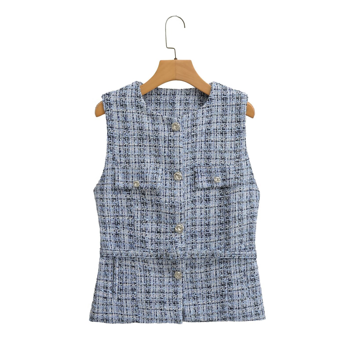 Summer women's clothing with waistband and textured vest