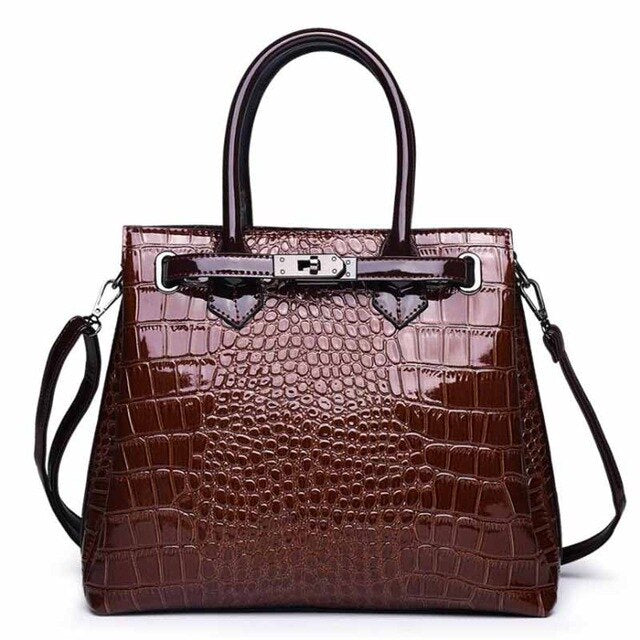 Luxury Croc Embossed Women's Handbag – Designer Top Handle Tote & Shoulder Bag
