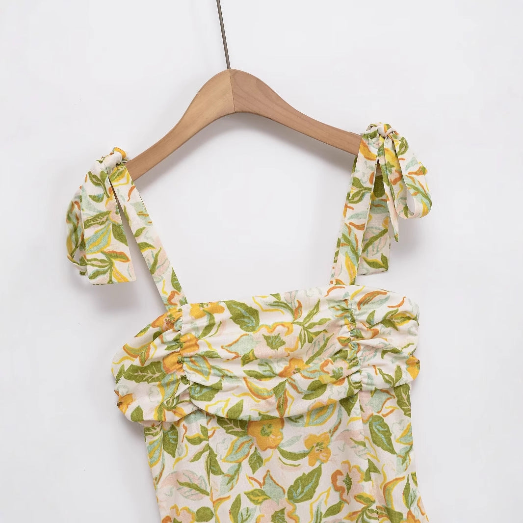 Women's Clothing Printed Linen Blend Short Dress