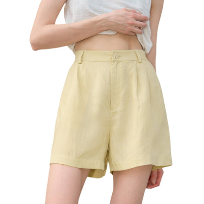 Summer New Tencel Linen Shorts for Women French Style Elegant Slimming High Waist Pants Linen Elastic Waist Solid Color Casual Pants
