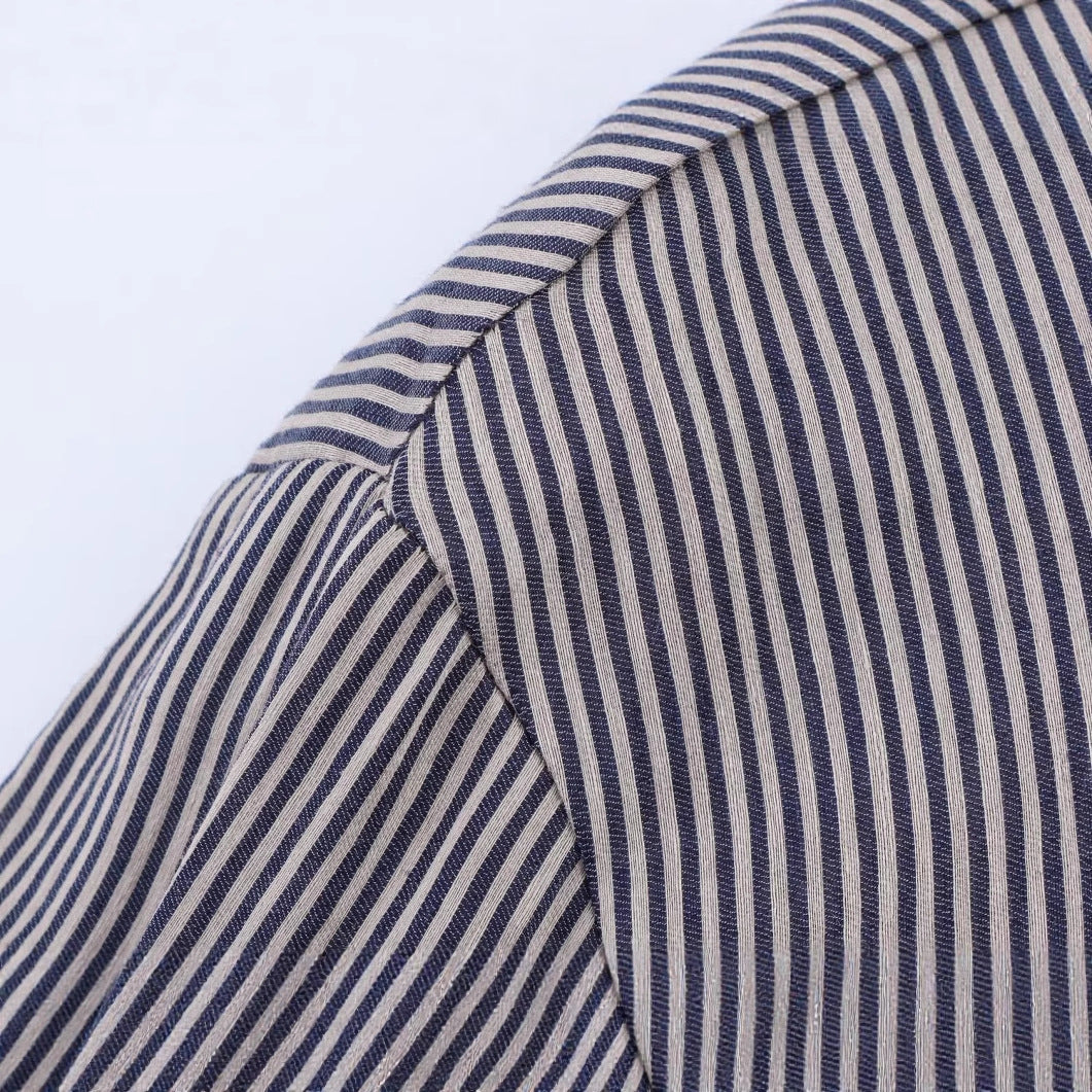Long sleeved single breasted linen blend shirt for women