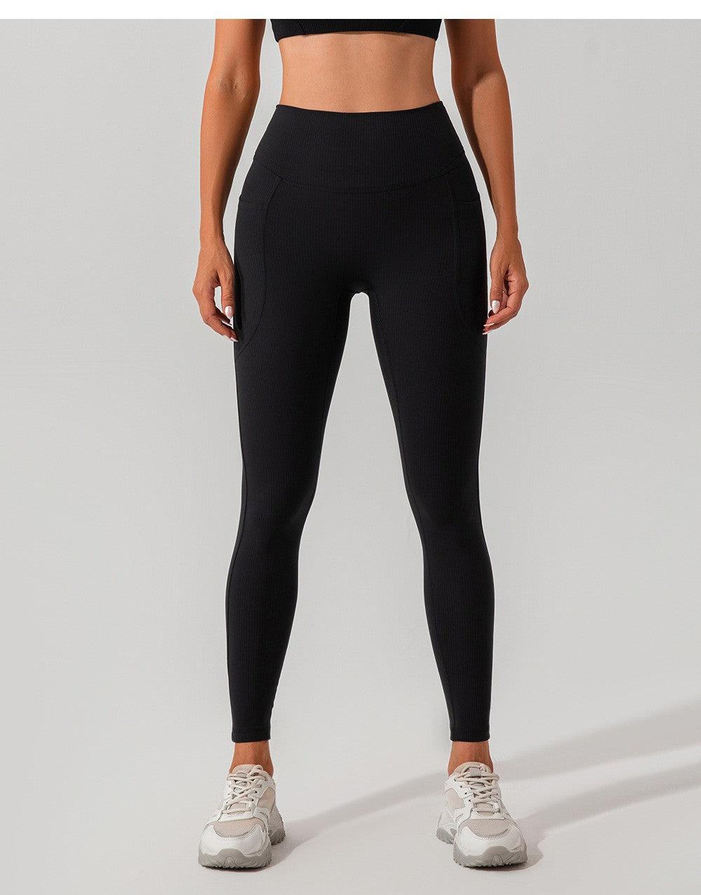 Women's Ribbed High-Waist Pocket Leggings – Tummy Control Yoga & Gym Pants