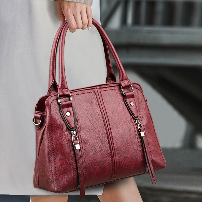 New Retro Fashion High Quality Leather Women's Handbags Large Capacity Messenger Bags Ladies Casual Simple Messenger Bags