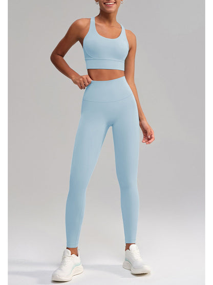 Seamless 2 Piece Workout Set for Women – Sleeveless Top & High Waisted Leggings