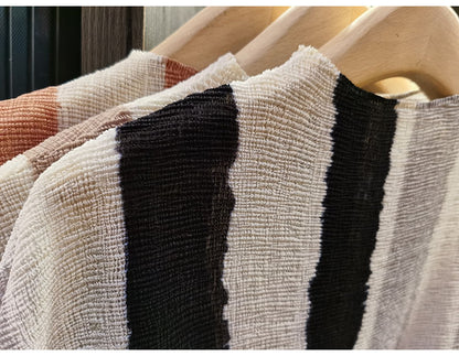 Women's Miyake-Style Pleated Striped T-Shirt