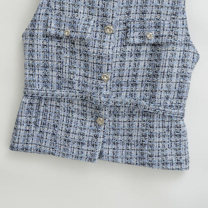 Summer women's clothing with waistband and textured vest