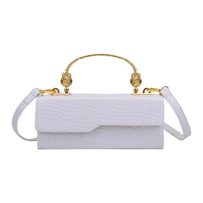 Handheld box women's bag fashionable retro small square bag, stylish crocodile pattern crossbody bag