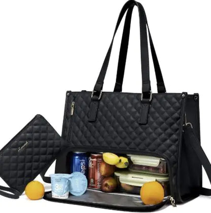LOVEVOOK Lunch Tote Bag for Women, 15.6 Inch Laptop Bag with Insulated Lunch Compartment.