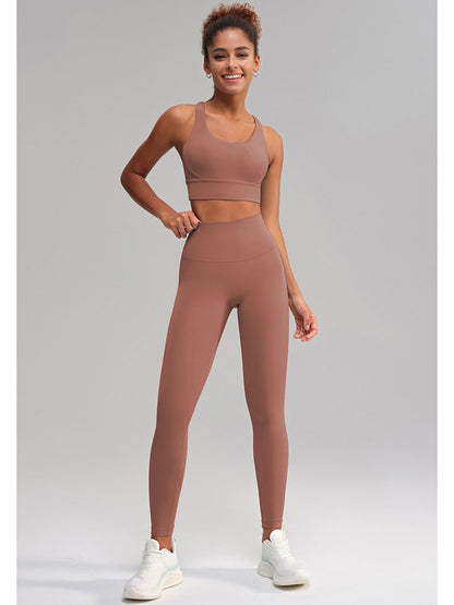Seamless 2 Piece Workout Set for Women – Sleeveless Top & High Waisted Leggings