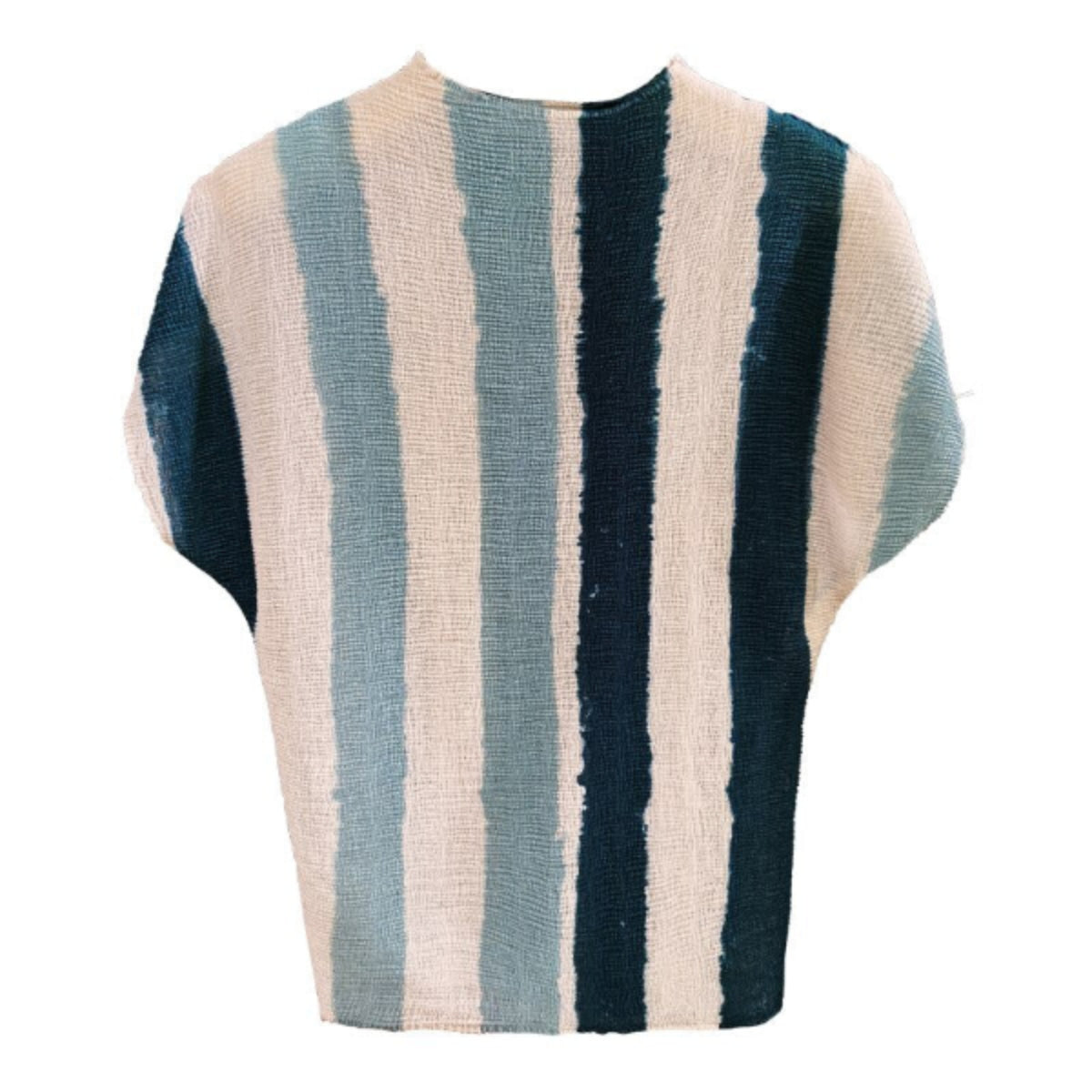 Women's Miyake-Style Pleated Striped T-Shirt