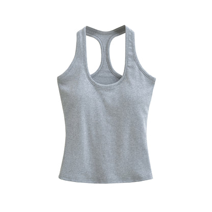 Workout Yoga Tank Top for Women with Padded Bra, Wearable as Outer or Inner Layer, Backless Design, Summer Strappy Top