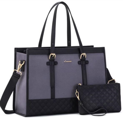LOVEVOOK Laptop Bag for Women Canvas Tote Bag, Large Capacity Work Bag
