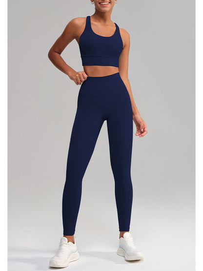 Seamless 2 Piece Workout Set for Women – Sleeveless Top & High Waisted Leggings