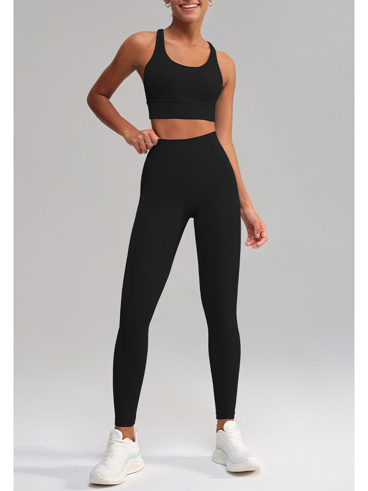 Seamless 2 Piece Workout Set for Women – Sleeveless Top & High Waisted Leggings