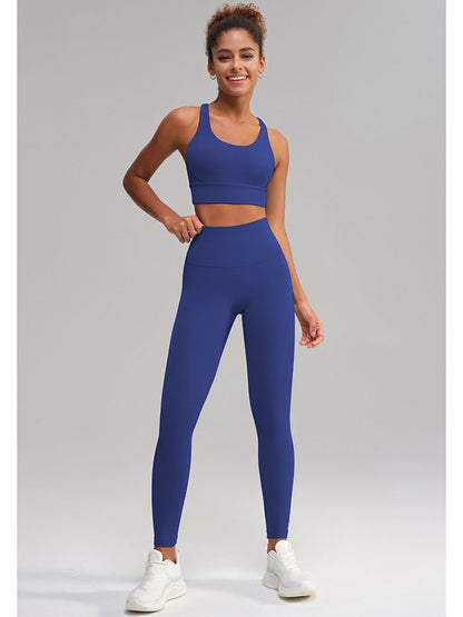 Seamless 2 Piece Workout Set for Women – Sleeveless Top & High Waisted Leggings