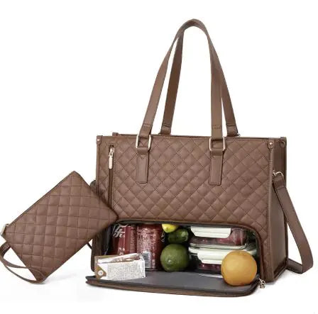 LOVEVOOK Lunch Tote Bag for Women, 15.6 Inch Laptop Bag with Insulated Lunch Compartment.