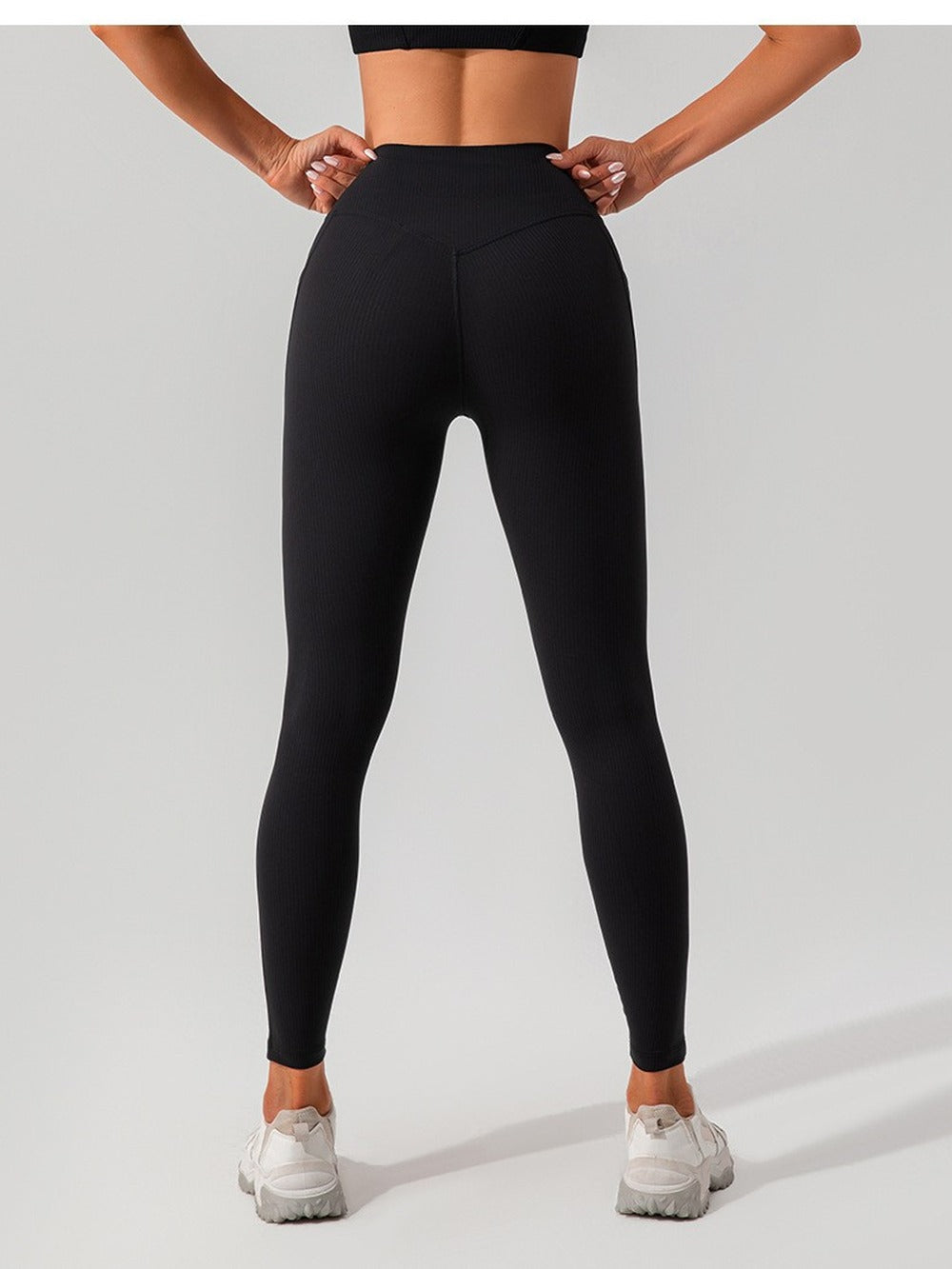 Ribbed High-Waist Pocket Leggings — Tummy Control Yoga & Gym Pants