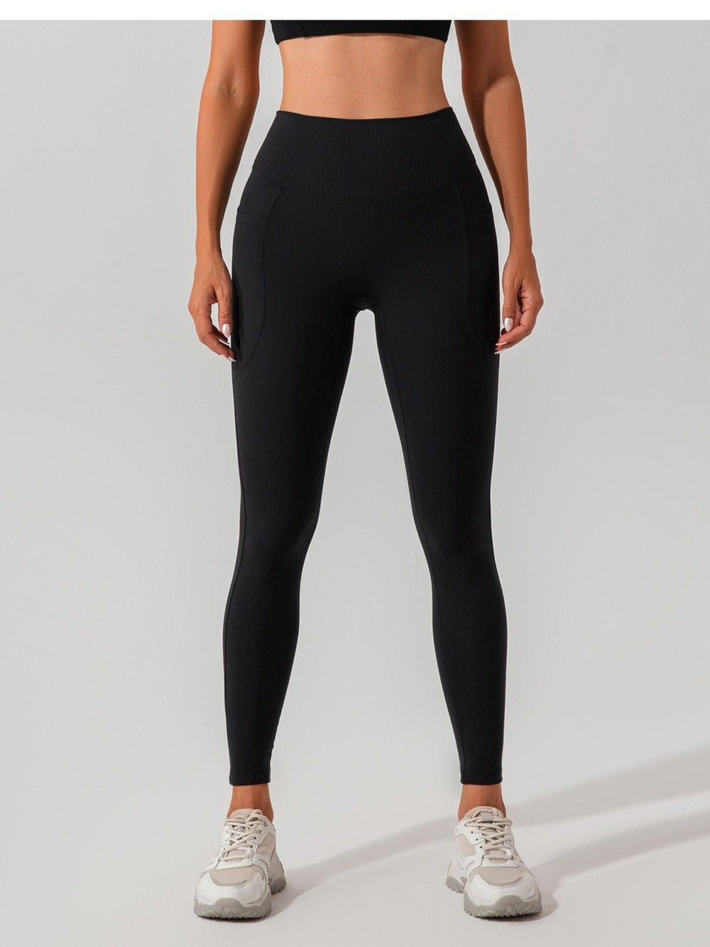 Ribbed High-Waist Pocket Leggings — Tummy Control Yoga & Gym Pants