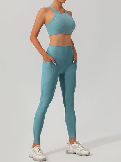 Ribbed High-Waist Pocket Leggings — Tummy Control Yoga & Gym Pants