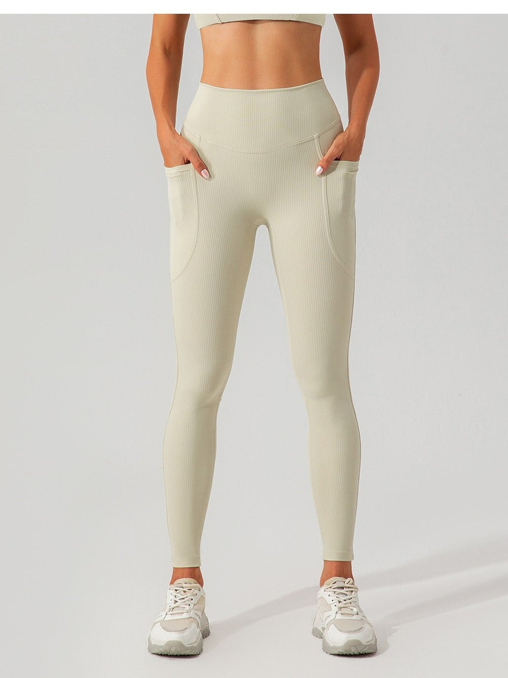 Ribbed High-Waist Pocket Leggings — Tummy Control Yoga & Gym Pants