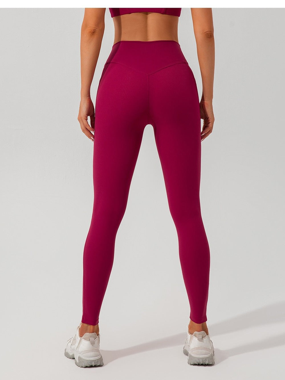 Ribbed High-Waist Pocket Leggings — Tummy Control Yoga & Gym Pants