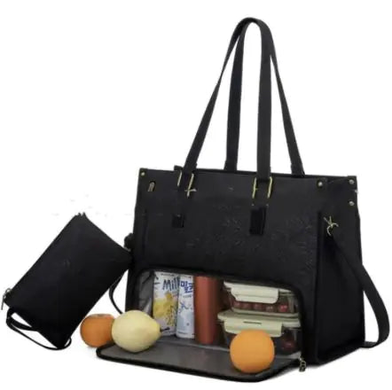 LOVEVOOK Lunch Tote Bag for Women, 15.6 Inch Laptop Bag with Insulated Lunch Compartment.