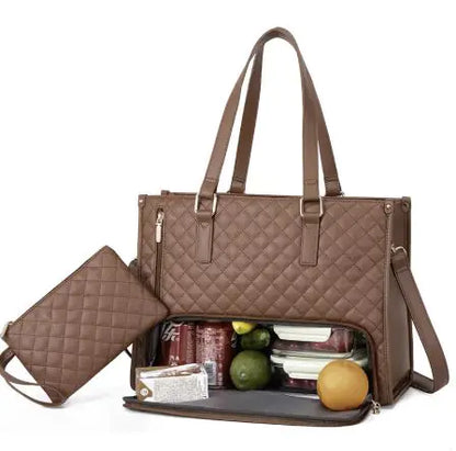 LOVEVOOK Lunch Tote Bag for Women, 15.6 Inch Laptop Bag with Insulated Lunch Compartment.