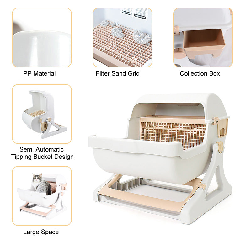 Semi-Automatic Self-Cleaning Cat Litter Box