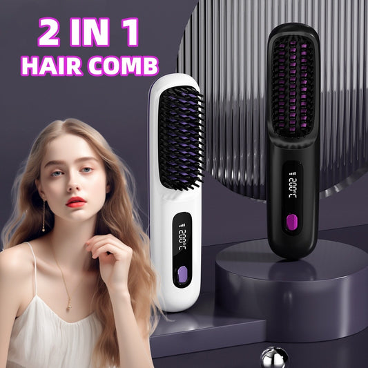 Hair Straightener Brush Cordless Straightening Comb