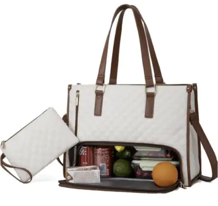 LOVEVOOK Lunch Tote Bag for Women, 15.6 Inch Laptop Bag with Insulated Lunch Compartment.