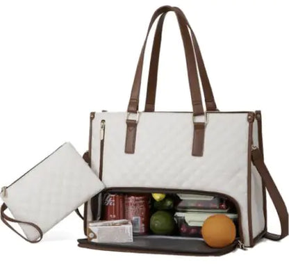 LOVEVOOK Lunch Tote Bag for Women, 15.6 Inch Laptop Bag with Insulated Lunch Compartment.